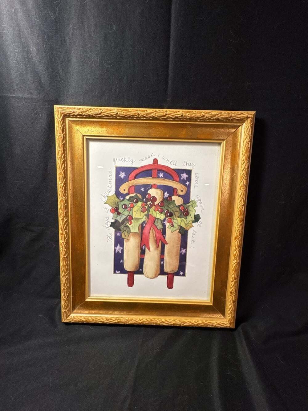 Columbia Frame Inc. Framed Christmas Sled Print Gold Frame